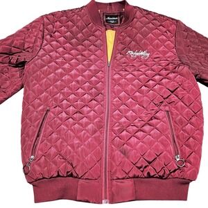 Maximos Rocky Clothing Quilted Bomber Jacket 2XL‎ Burgundy Y2K Urban Hip Hop